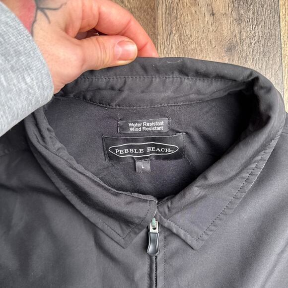 Vintage Pebble Beach Golf Performance Jacket Men's Large Black Water Resistant‎ - Picture 2 of 11